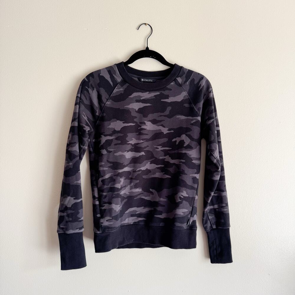 Athleta Black + Grey Camo Print Triumph Crewneck Sweatshirt - XS